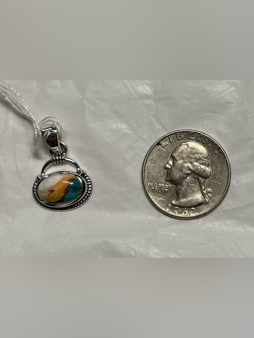 Spiny oyster copper turquoise composite pendant